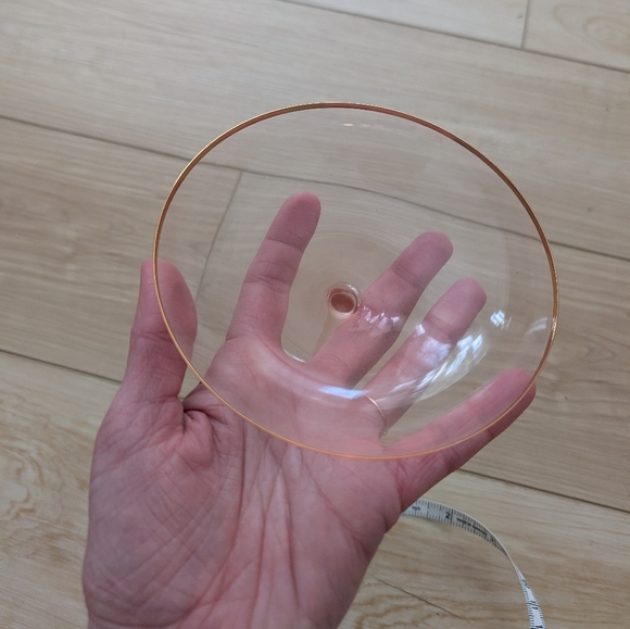 Anthropologie Elegant Pink Glass Champagne Coupe with Gold Rim - Picture 11 of 11